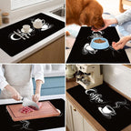 17"x 32" Coffee Bar Mat, Coffee Sign Absorbent Dish Drying Mat Cuttable Hide Stain Draining Table Pad for Kitchen Counter, Coffee Bar Accessories