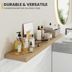 30 Inch Floating Shelves, 9.3" Deep Floating Shelf Wall Mounted, 30" Wall Shelves, Rustic Deep Bookshelf, Large Display Shelves & Storage Shelves for Bedroom, Living Room, Oak, Set of 2