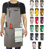 Kitchen Apron, Work Apron, Canvas, Multiple Pockets, Gardening, Painting, BBQ, Artist, Carpenter, Sizes M to XXL, Dark Gray