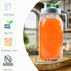 Cold Brew Mason Jar Iced Coffee Maker 64 Oz Wide Mouth Jar Cold Brew Pitcher With Coffee Filter Food Grade Airtight & Leak-Proof Pitcher 2 Quart