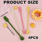 4pcs Mini Silicone Spatulas Set, Dual Sided Multifunctional Small Kitchen Scraper Long Spoon Reusable Stirrer for Jam Cake Cream Butter Icing Lotion (4 Colors)