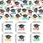 Gyufise 48Pcs Edible 2025 Graduation Theme Cupcake Toppers Wafer Paper Graduate Hat Grad Cap Cupcake Picks 2025 Students Graduation Theme Party Cake Decorations Supplies Multi