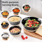 Hasense Porcelain Mixing Bowls for Kitchen, 84/40/20 Oz Large Salad Serving Bowls Set of 3, Unique Thanksgiving Bowls Set for Entertaining Cooking Baking Serving Food, Nesting Bowls, Black