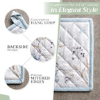 Maison d' Hermine Pot Holders Set 100% Cotton Heat Resistant Potholders 8" x 8" Hot Pads with Loop BBQ, Cooking, Baking, Grilling, Kitchen, Handling Hot Pans (Pack of 2, Ice Florals)