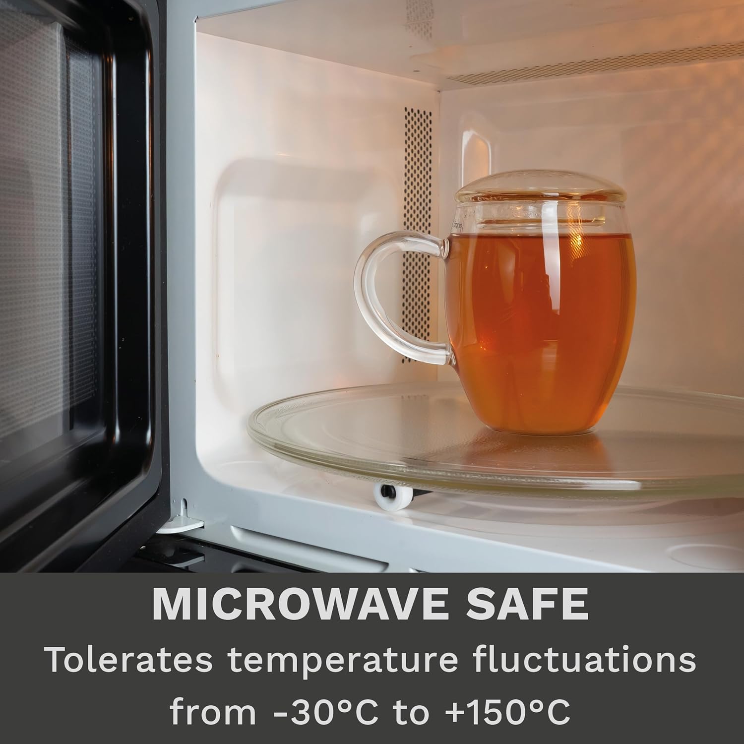 Creano 2x All-In-One Tea Glass with integrated Glass Filter and Lid - 14oz (400ml)