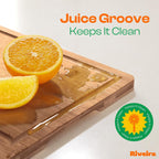 Riveira Brown Bamboo Wood Cutting Board – Gourmet Bamboo Grandeur: 20 x 14 Wooden Cutting Board – Wooden Cutting Boards For Kitchen Decorative – Innovative Juice Grooves Wooden Chopping Board