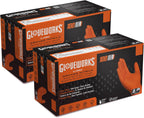 GLOVEWORKS Heavy-Duty Nitrile Gloves, Disposable, Latex Free, 8 Mil, Orange, Diamond Grip Glove