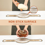 Silicone Sourdough Bread Sling Mat - 2Pcs Round Dough Baking Slings for Dutch Oven, NonStick High Degree Kitchen Sourbread Making Loaf Pan Lifter Liner, Reusable Cooking Transfer Mats with Long Handle