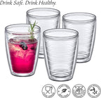 Amazing Abby Alaska 16-Ounce Insulated Tumblers (Set of 4), Double-Wall All-Clear Reusable BPA-Free Shatter-Proof Dishwasher-Safe Plastic Drinking Glasses