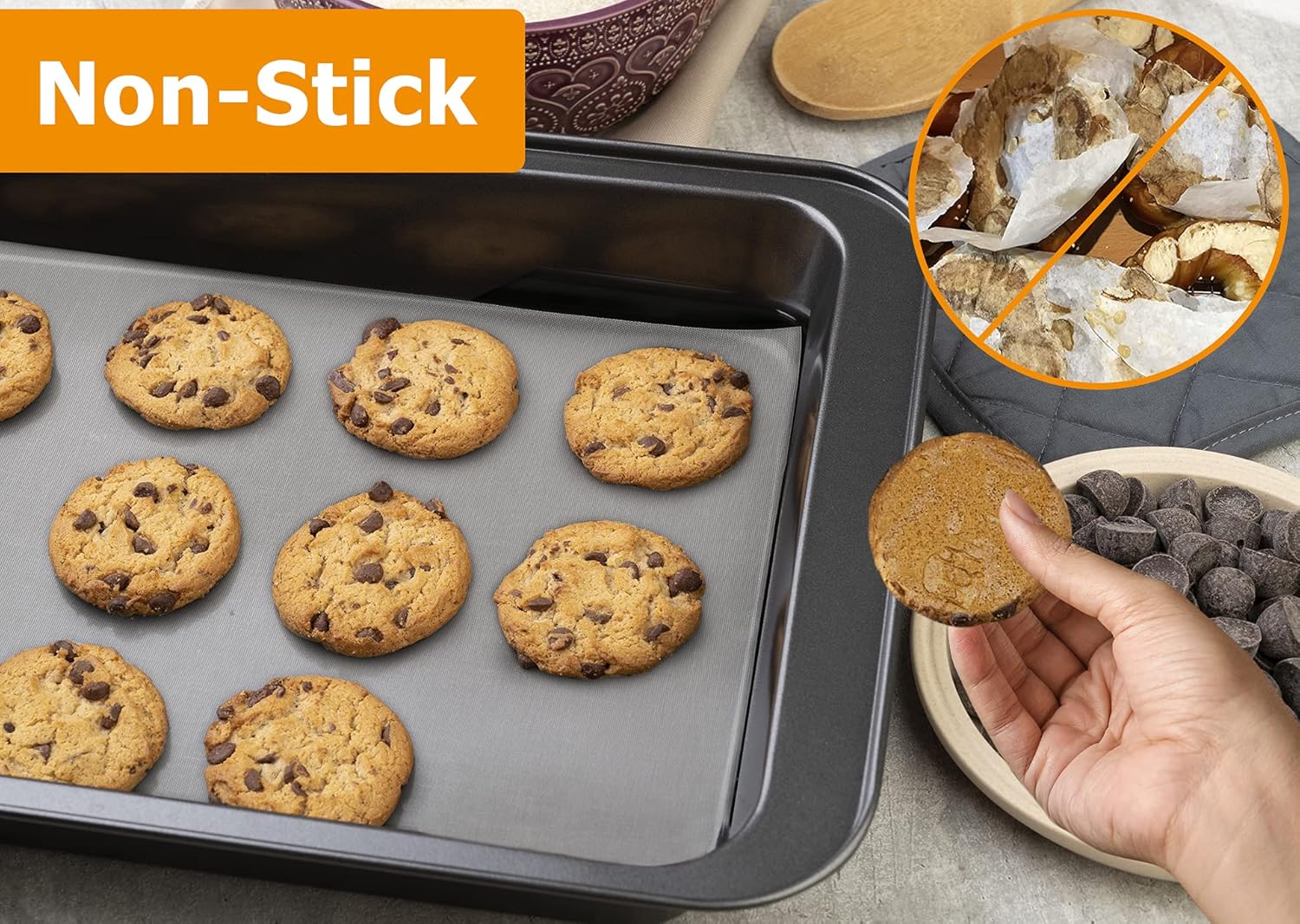 Silicone Baking Mat Roll - Best German Silicone - Non-slip Silicone Pastry Mat, Non-Stick Reusable Air Fryer Linner, Counter Mat, Oven Liner, Freeze Dryer Mat - 12IN x 10.7FT