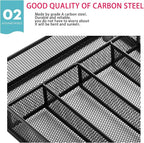 JANE EYRE Utensil Drawer Organizer, Cutlery Tray Silverware Flatware Storage Divider for Kitchen, Mesh Wire with Non-slip Foam Feet, 5 Component, Black