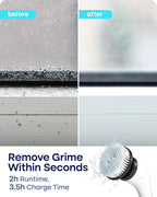 Electric Spin Scrubber for Cleaning - Shower Scrubber with Long Handle and 7 Replaceable Heads - 2 Speed Cordless Shower Brush for Cleaning with Long Battery Life, White