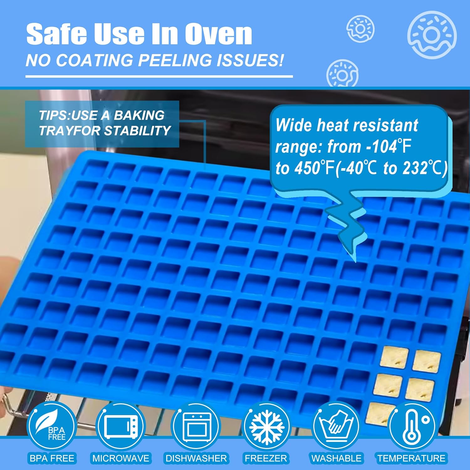 50 Cavities Mini Square Silicone Candy Molds -Square Hard Candy Mold for Hard Candy, Chocolate, Gummy, Caramel, Ganache, Ice Cubes.2 Packs- Blue&Green