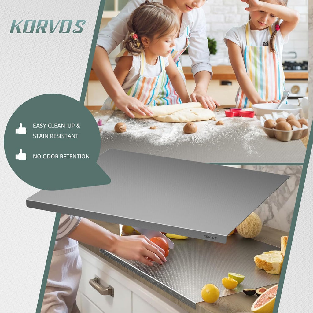KORVOS 304 Stainless Steel Cutting Board, Large Size 23.62"x19.68" Heavy Duty Cutting Boards, Low Noise Chopping Board, Anti-Scratch Surface for Meat, Vegetables&Baking, Honeycomb Pattern