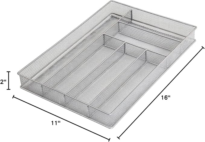 YBM HOME Stainless Steel Silverware Tray Organizer for Kitchen Utensils, In-Drawer Cutlery Tray Mesh Utensil Drawer Organizer with 6 Compartments for Kitchen and Office, 12-Pack