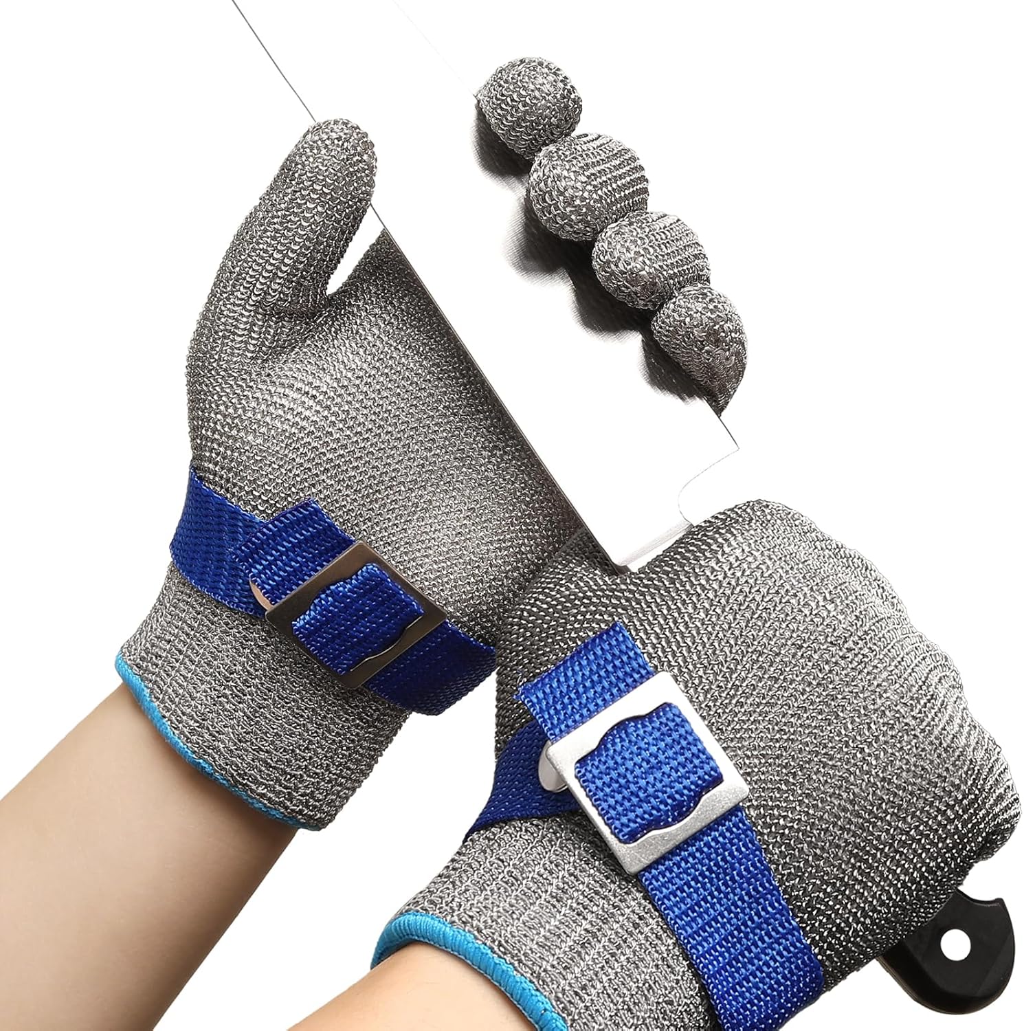 ANSI A9 Cut Resistant Glove, Food Grade Stainless Steel wire Mesh Metal Gloves, Knife Cutting Gloves for kitchen Mandoline Slicing Butcher Meat Cutting Oyster Shucking Fish Fillet（M, 50 Pairs）