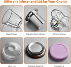 OEM Custom Personalized Gifts Glass Tea Cup with Infuser and Lid,Customized Large Borosilicate Teacup, Clear Mug for Loose Leaf Blooming Tea Maker Gift for Friend, Family