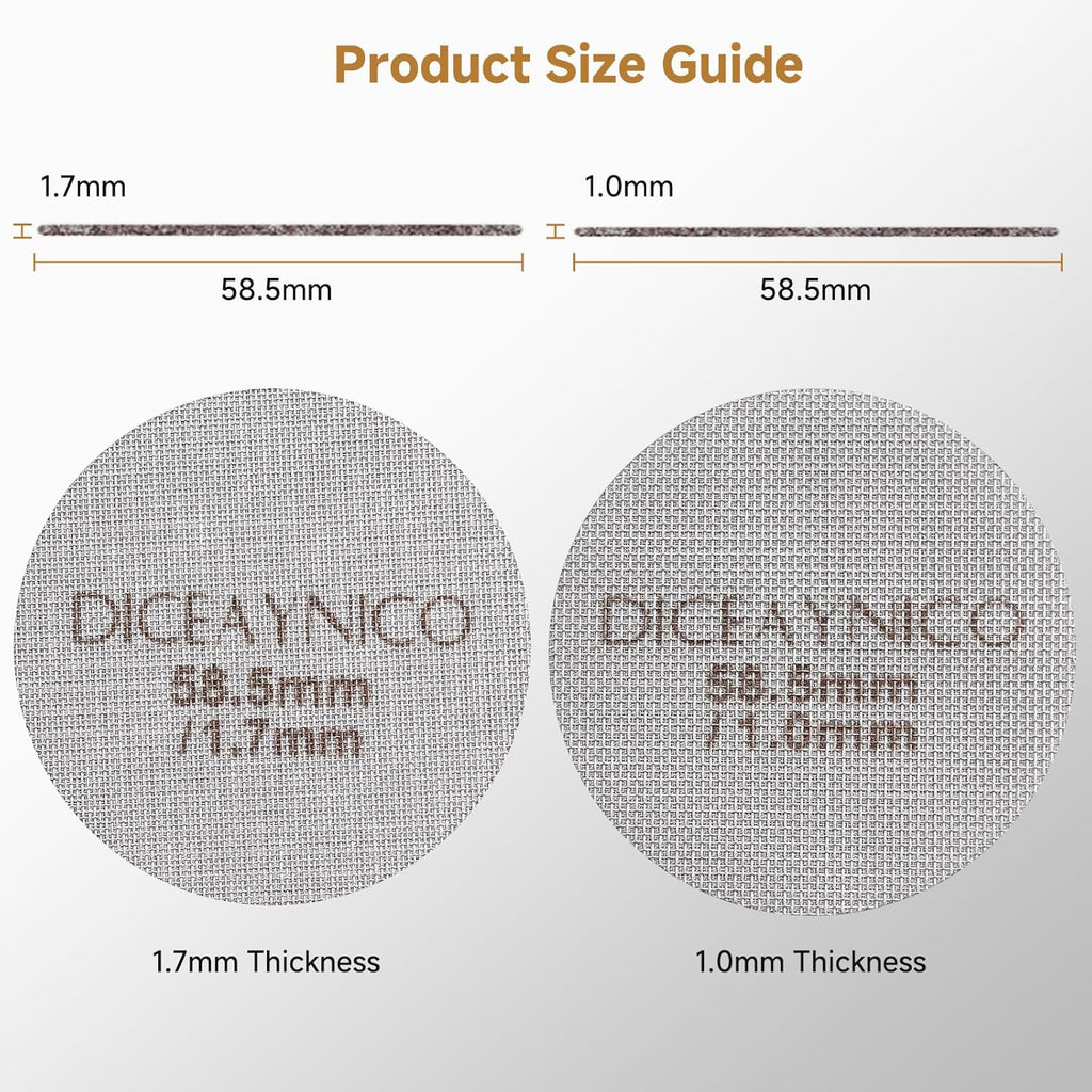 2 Pieces Espresso Puck Screen,Metal Coffee Filter,1.0mm & 1.7mm Thickness 150μm - 316 Stainless Steel,Reusable Barista Espresso Filters for Espresso 58.5mm Portafilter Filter Basket