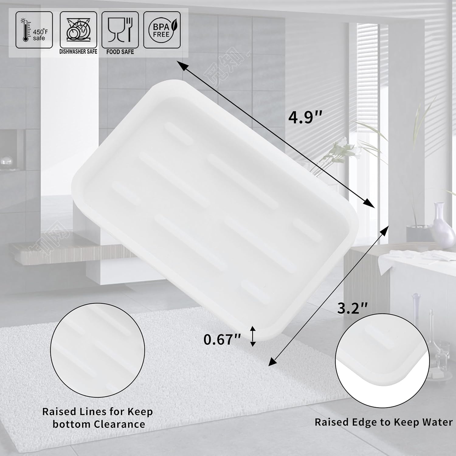 Silicone Kitchen Sink Organizer Tray for Multiple Usage,Easy Clean Sponges Holder for Kitchen Bathroom Counter or Sink,Dish Soap Dispenser,Scrubber,Bottle,Cup Ttanslucent 4.9”x 3.2”
