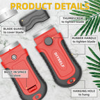 DIYSELF 1 Pack Razor Blade Scraper with 15 Extra Blades, Scraper Tool for Cleaning Window, Paint, Cooktop, Oven, Glass Stove Top Scraper, Razor Scraper with Buit-In Blade Storage