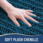 Arotive Luxury Chenille Bathroom Rug Mat, Extra Soft Thick Absorbent Shaggy Bath Rugs, Non-Slip Machine Wash Dry, Plush Bath Mats for Bathroom, Shower and Tub, 59x35, Peacock Blue