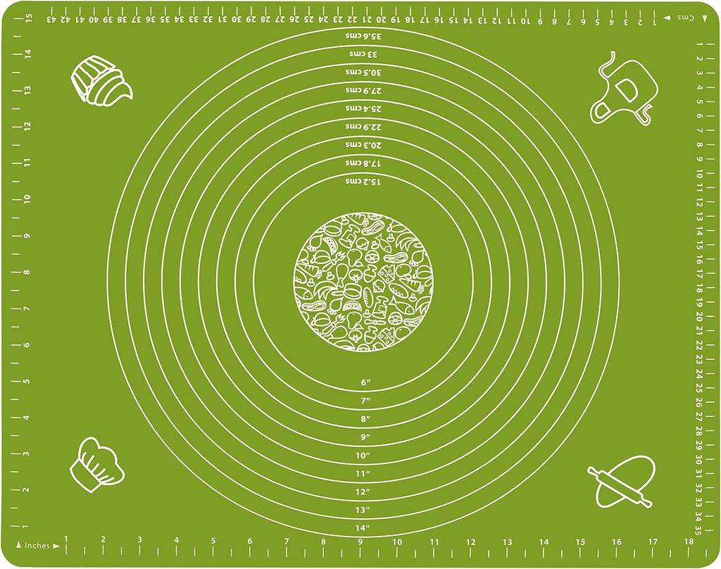 Silicone Baking Mat for Pastry Rolling Dough with Measurements, 19.7" x 15.7" BPA Free Non stick and Non Slip Green Table Sheet Baking Supplies for Bake Pizza Cake