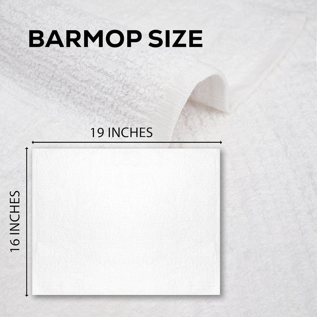 ZUPERIA Bar Mop Kitchen Towels - Pack of 12 (16"x19”) 100% Ring Spun Cotton - Dish Washcloths For Superb Cleaning and Less Lint - Highly Absorbent Dish Cloths and Dish Towels For Everyday use (White)