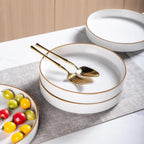 GBHOME 9'' Large Ceramic Pasta Bowls, 32oz Stoneware Pasta Serving Bowls Set of 4 for Kitchen, Wide Bowls for Fruit,Pasta,Salad,Oatmeal,Meal, Microwave Safe, Pearl White