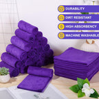 Nuenen Microfiber Cleaning Cloths for Cars 16 x 16 Inch Ultra Absorbent Car Towels Drying Reusable Cleaning Supplies House Kitchen Window Microfiber Towel(Purple,120 Pcs)