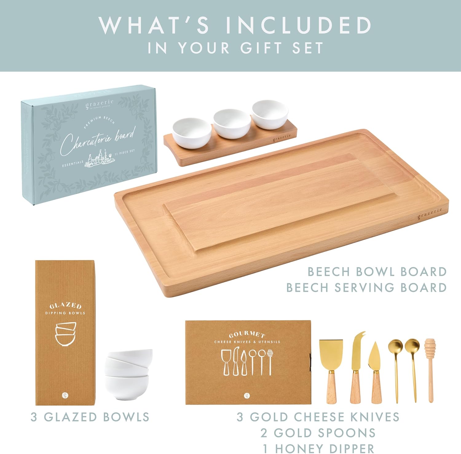 Charcuterie Boards Set - Solid Wood Cheese Board for Serving with Accessories - House Warming Gifts for New Home, Bridal Shower & Wedding Gift, Birthday Gifts for Women