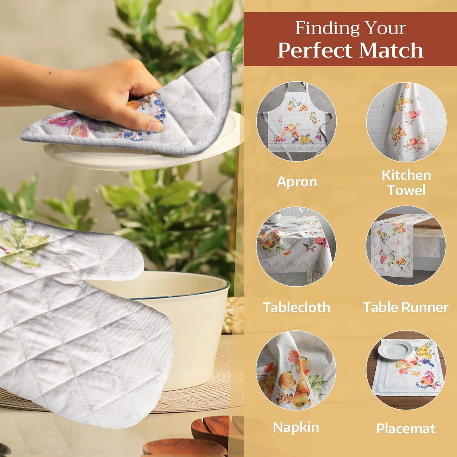 Maison d' Hermine Pot Holders Set 100% Cotton Heat Resistant Potholders 8" x 8" Hot Pads with Loop BBQ, Cooking, Baking, Grilling, Kitchen, Handling Hot Pans (Pack of 2, Fruit D'Hiver)