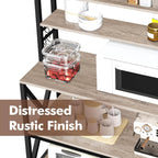 Yaheetech 6-Tier Kitchen Bakers Rack, 31.5 Inch Coffee Bar Table, Farmhouse Microwave Oven Stand Cabinet for Small Spaces, Corner Organizer Storage Shelf for Spices and Pots, Grey