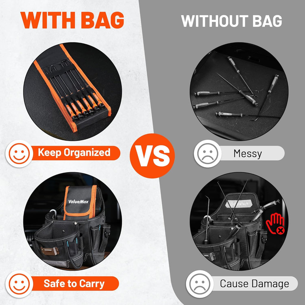 ValueMax Pick and Hook Set, Precision Pick Set with Tool Bag, Perfect for Automotive/Electronic Repair, O-Ring/Oil Seal Gasket Puller and Remover(6PCS)