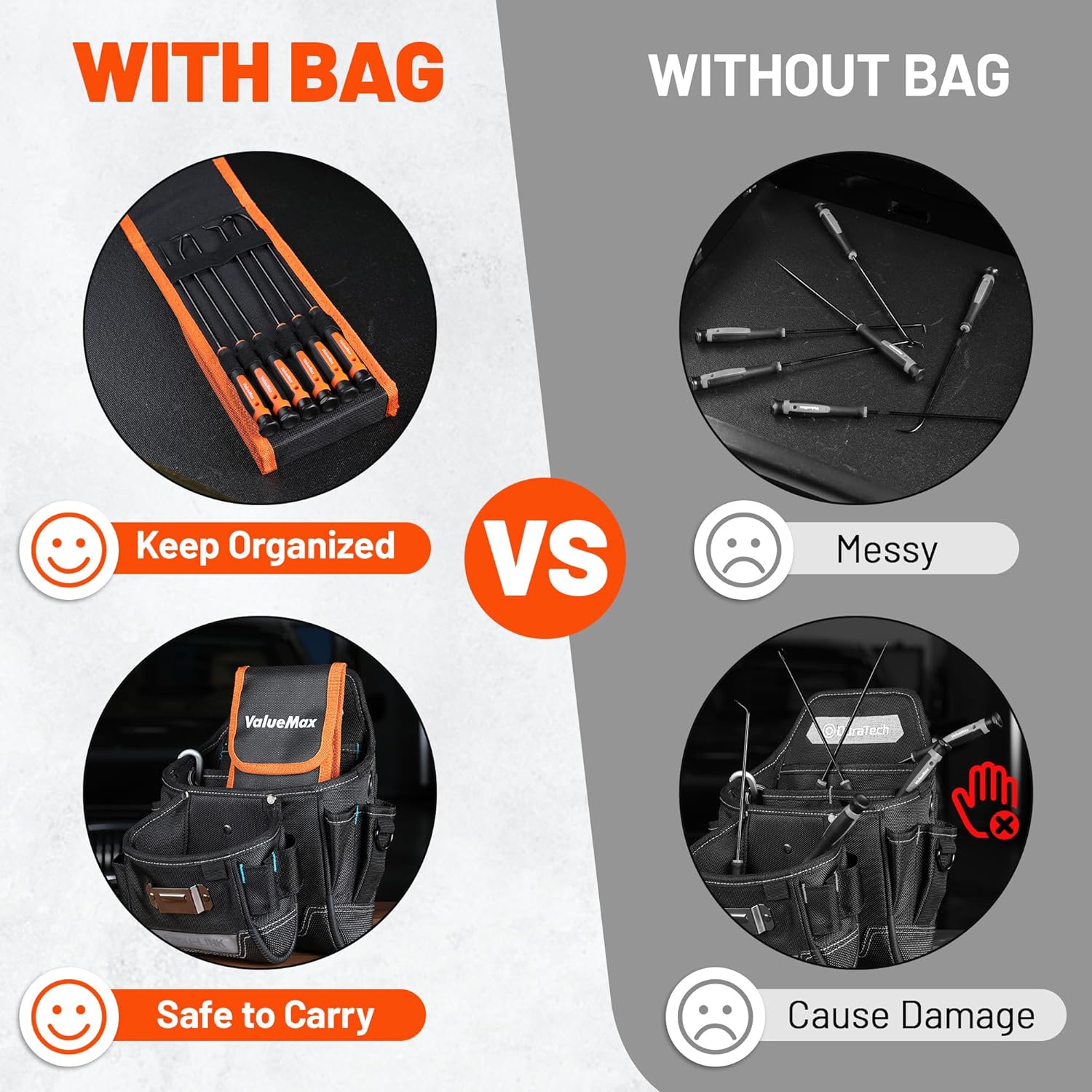 ValueMax Pick and Hook Set, Precision Pick Set with Tool Bag, Perfect for Automotive/Electronic Repair, O-Ring/Oil Seal Gasket Puller and Remover(6PCS)