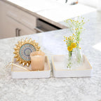 2 Pack White Catch All Trays for Jewelry| Small Leather Valet Tray| Key Bowl for Entryway Table EDC Trinket Tray Catch All| Perfume Trays for Dresser Organizer Perfume Holder (Set of 2)