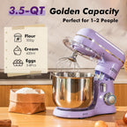 Kitchen in the Box Stand Mixer, 3.5 QT Small Electric Kitchen Mixer, 10-Speed Portable Lightweight Food Mixer with Stainless Steel Bowl, Egg Whisk, Dough Hook, Beater (Lavender Purple)