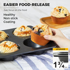 HONGBAKE Nonstick Jumbo Muffin Pan, 2 Pack Large Cupcake Tin for Baking, Cup Cake Tray, 3.5dia, 6 Cup, Premium, Extra Thick, Dishwasher Safe