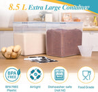 Vtopmart 8.5L 2 Pack Extra Large Flour Sugar Storage Containers for 20lbs flour, Airtight Kitchen Pantry Organization Canisters with Lids for Bulk food, Rice, Baking Supplies, BPA Free, Black