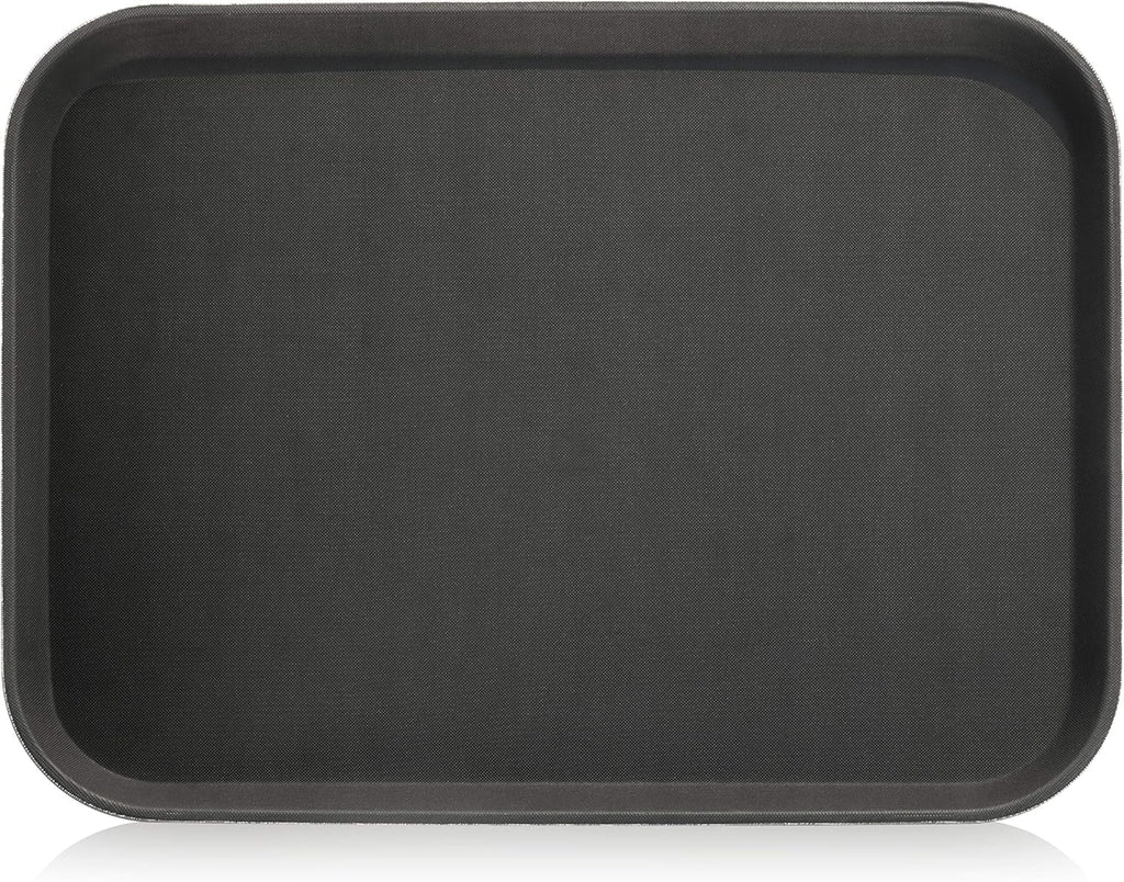 New Star Foodservice Restaurant Grade Non-Slip Tray, Plastic, Rubber Lined, Rectangular (Black, 15-Inch x 20-Inch)