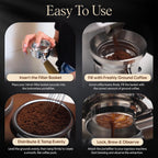 Bottomless Portafilter 54mm - Stainless Steel Filter Basket and Ergonomic Mahogany Wood Handle - Compatible with Breville 54mm Bottomless Portafilter Coffee Machine Models