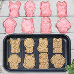 8 Dog Cookie Cutters Set, 3D Puppy Cookie Stamps, Cupcake Pancake Apple Pie Pastry Biscuit Molds, Cookie Baking Molds for Dog Party Decorations (Puppy)