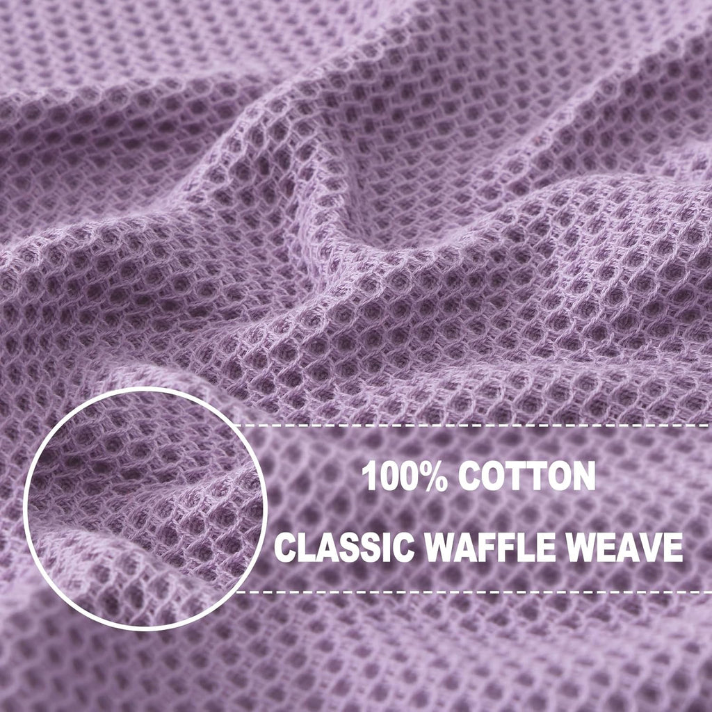 Homaxy 100% Cotton Waffle Weave Kitchen Dish Cloths, Ultra Soft Absorbent Quick Drying Dish Towels, 12 x 12 Inches, 12-Pack, Lavender