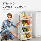 TidyFriend Medium Stackable Storage Bins for Pantry - 4 Pack, Stackable Bins For Organizing Food, Kitchen, and Bathroom Essentials (White)