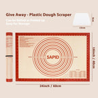 Sapid Extra Thick Silicone Pastry Mat Non-slip with Measurements for Non-stick Silicone Baking Mat Large, Dough Rolling, Pie Crust, Cookies, Kneading Mats, Countertop, Placement Mats (16" x 24", Red)