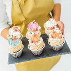 42Pcs Edible Pumpkin Cupcake Toppers Autumn Thanksgiving Theme Party Wafer Paper Flowers Pumpkin Cupcake Toppers Baby Gender Reveal Party Supplies