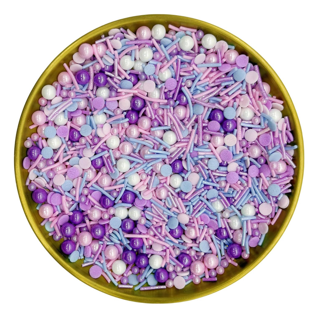 Dynastang Purple & Pink & Blue & White Sprinkles Mixed Style Edible Cake Decorations Cupcake Toppers Cookie Perfect for Cakes, Cupcakes, Desserts Toppings 3OZ