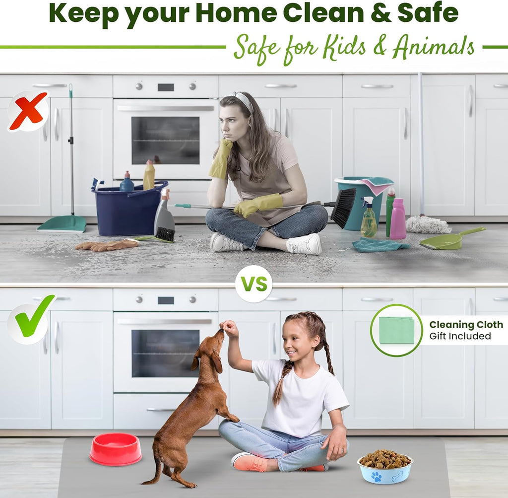 Large Silicone Mat 28" x 20" Thick Heat Resistant, Kitchen Counter Mat Waterproof - Coffee Machine, Glass Top Stove Cover Countertop Protector for Air Fryer, Baking (Semi-Translucent)