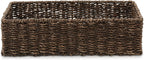 Casafield Set of 2 Bathroom Storage Baskets, Espresso - Seagrass, 16" W x 6.75" D x 4.25" H, Woven Toilet Tank Topper Bins for Organizing Tissues, Toilet Paper, Toiletries, Shelves