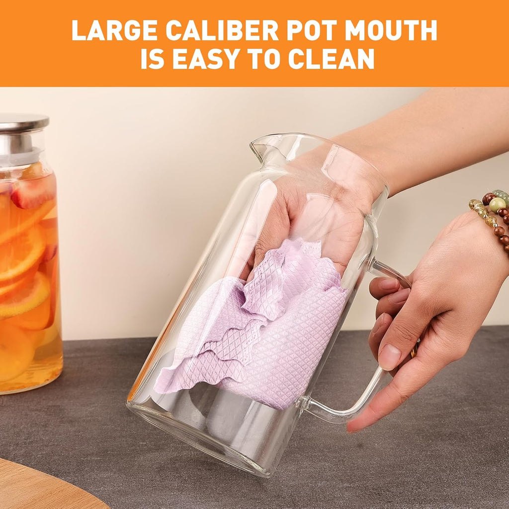 Glass Pitcher with Lid, 1200ml Leak Proof,Glass Water Jugs, BPA-Free,Microwave & Dishwasher Safe Pitcher,Sun & Iced Tea, Sangria,Cold Brew Coffee & More