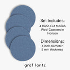 Graf Lantz - Bierfilzl Merino Wool Round Coasters Set of 4 - Horizon (4" Circles) - Absorbs 30% of Weight - German Wool - Heat Resistant, Sustainable, & Reusable - Home Decor & Coffee Table Decor
